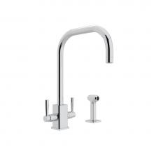 Perrin & Rowe U.4310LS-APC-2 - Holborn™ Two Handle Kitchen Faucet With U-Spout and Side Spray