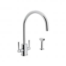 Perrin & Rowe U.4312LS-APC-2 - Holborn™ Two Handle Kitchen Faucet With C-Spout and Side Spray