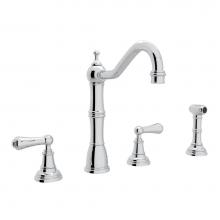 Perrin & Rowe U.4776L-APC-2 - Edwardian™ Two Handle Kitchen Faucet With Side Spray