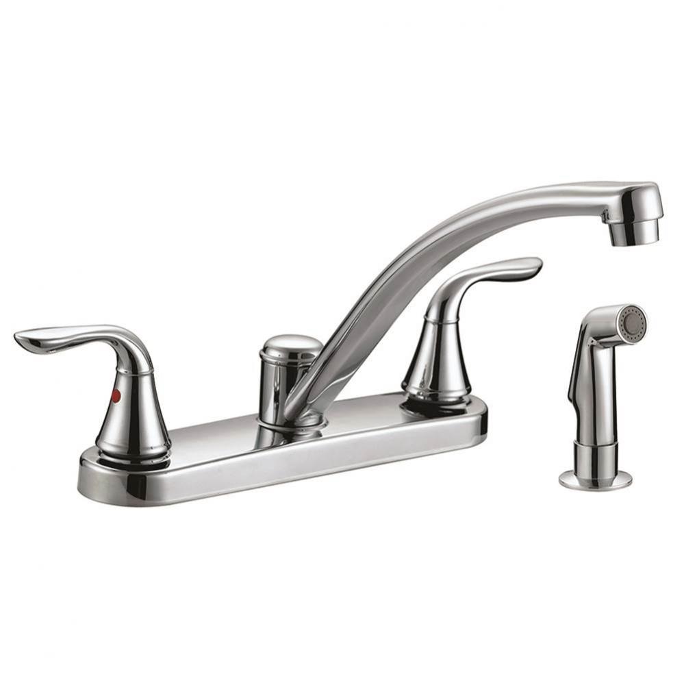 Chrome Plated Two Handle Kitchen Faucet with Spray