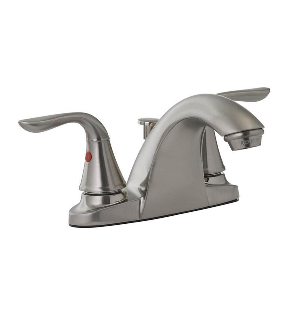 Brushed Nickel Two Handle Bathroom Faucet with Pop-Up
