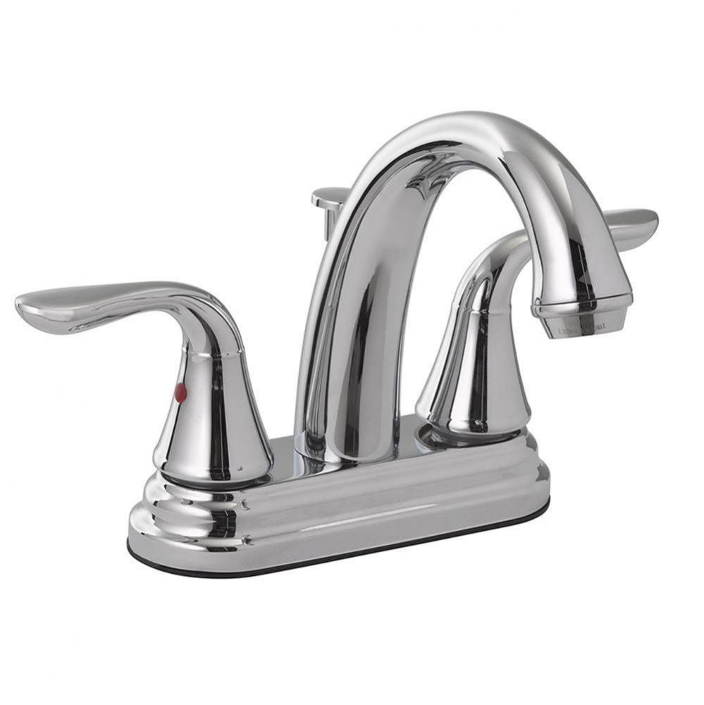 Chrome Plated Two Handle High Spout Bathroom Faucet with Pop-Up