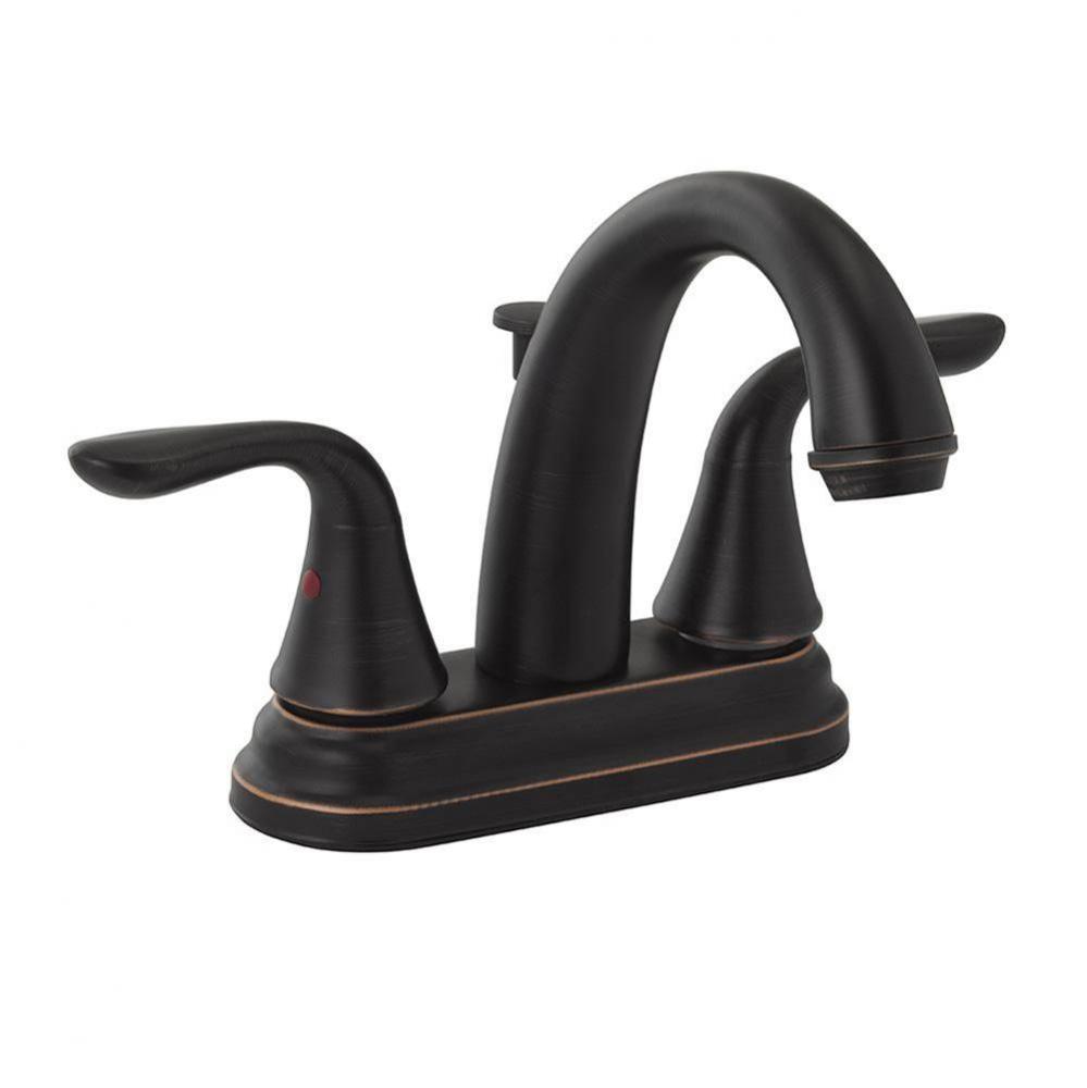 Oil Rubbed Bronze Two Handle High Spout Bathroom Faucet with Pop-Up