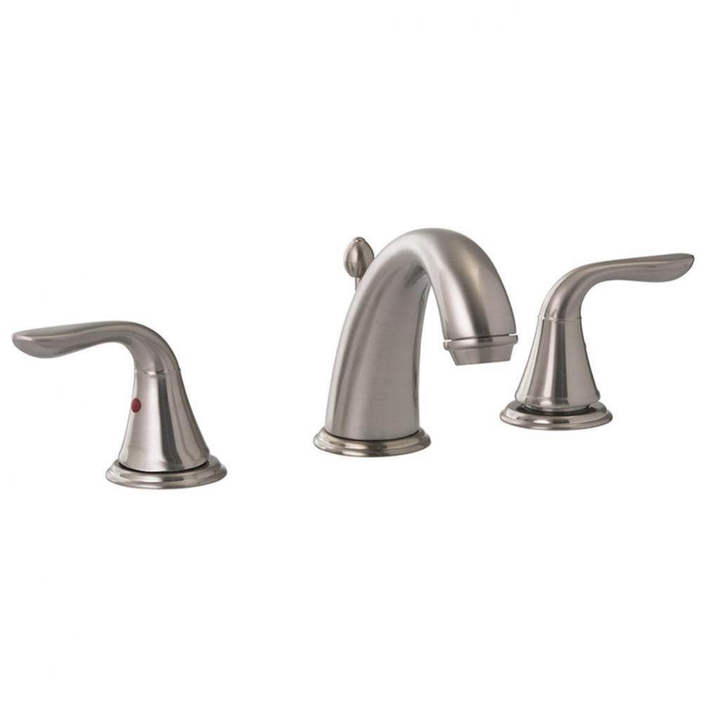 Brushed Nickel Two Handle Wide Spread Bathroom Faucet with Pop-Up