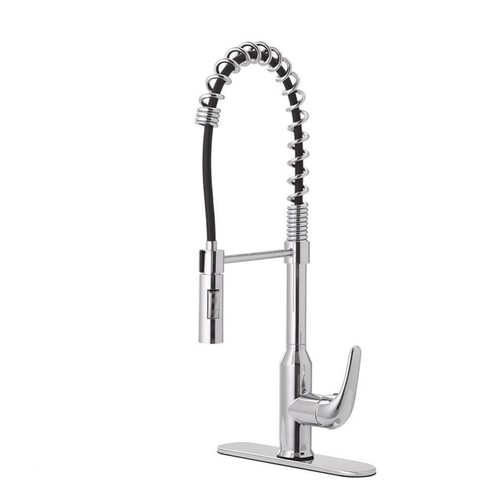 Chrome Plated Spring Neck Pull-Down Kitchen Faucet