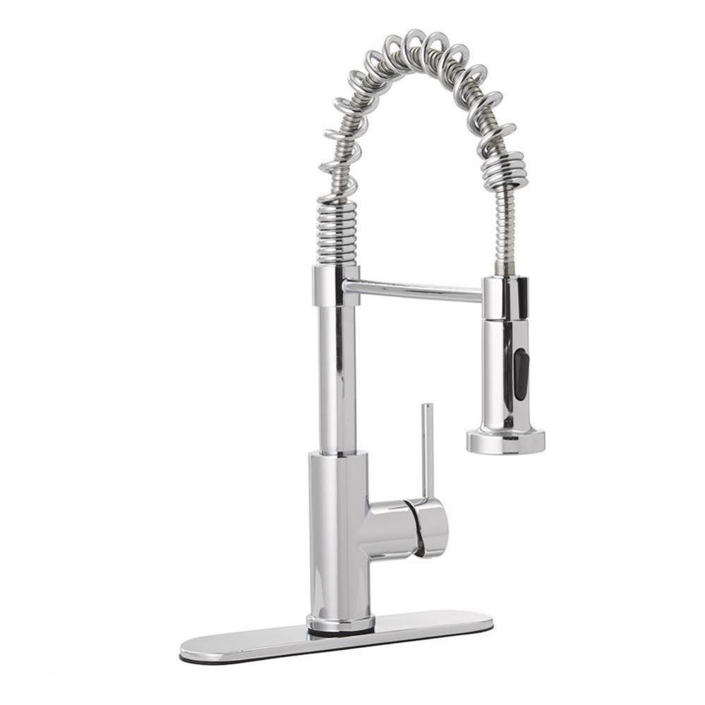Chrome Plated Spring Neck Pull-Down Kitchen Faucet