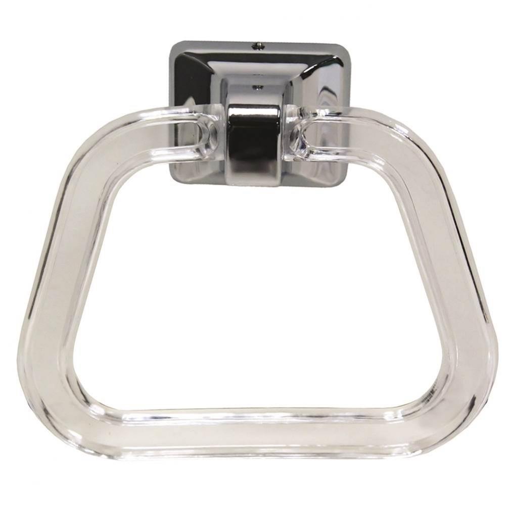 CONCEALED SQUARE CHROME LUCITE RING TOWEL HOLDER