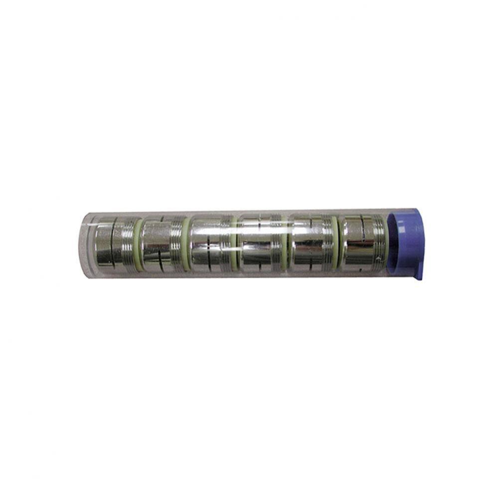 Dual Thread Non-Slotted 2.2 gpm Aerator, Tube of 6 for Counter Display