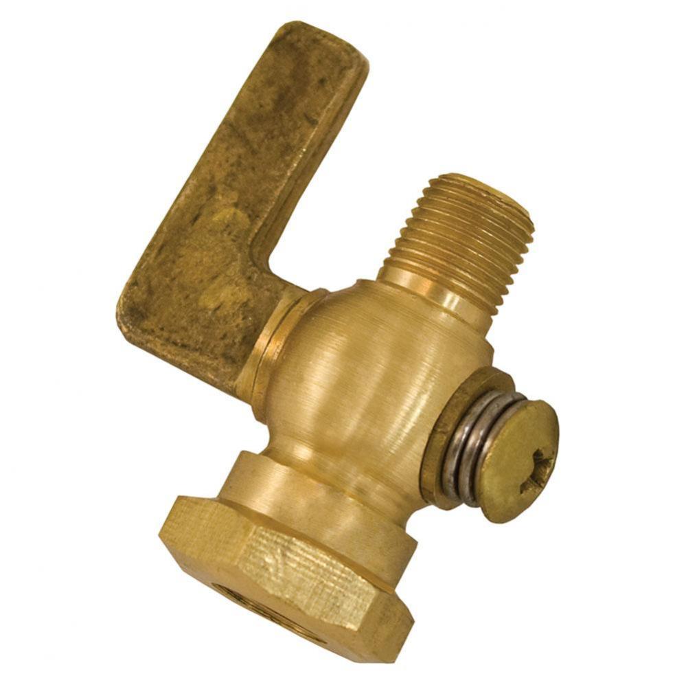 1/4'' x 1/4'' Satin Brass Air Cock Female x Male, Lever Handle, Hex Shoulder