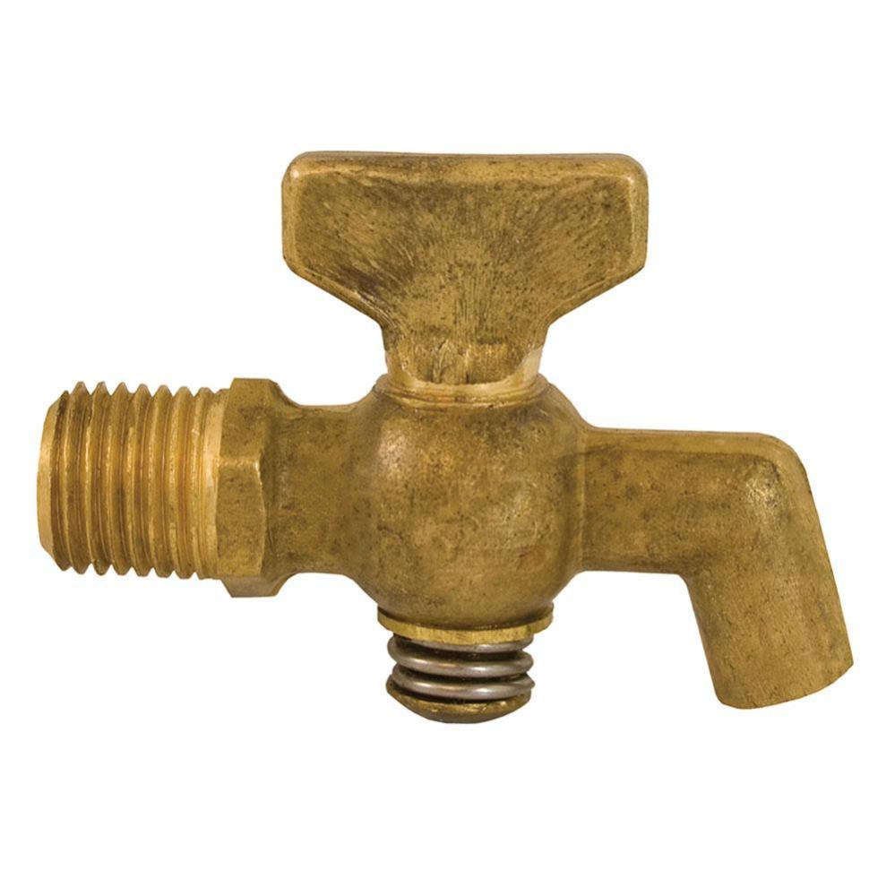 1/4'' x SPIGOT Satin Brass Air Cock Male x Spigot, Tee Handle, Hex Shoulder