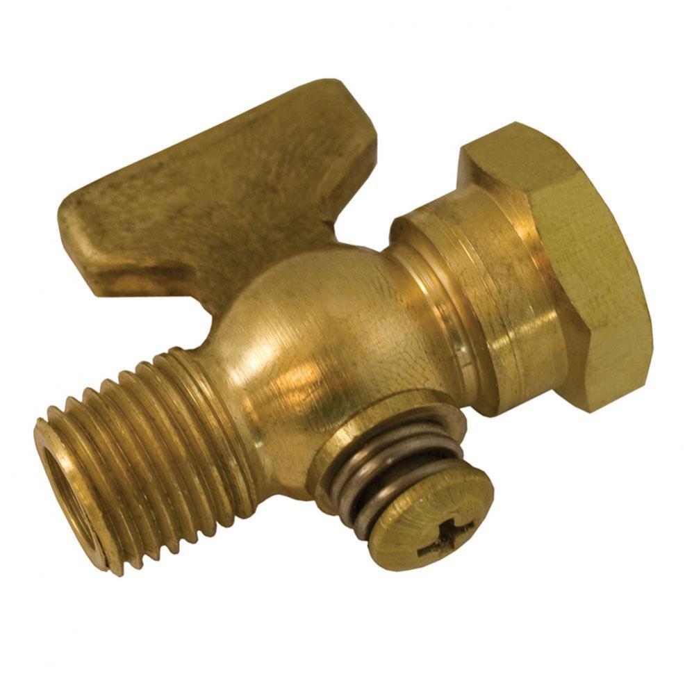 1/4'' x 1/4'' Satin Brass Air Cock Female x Male, Tee Handle, Hex Shoulder