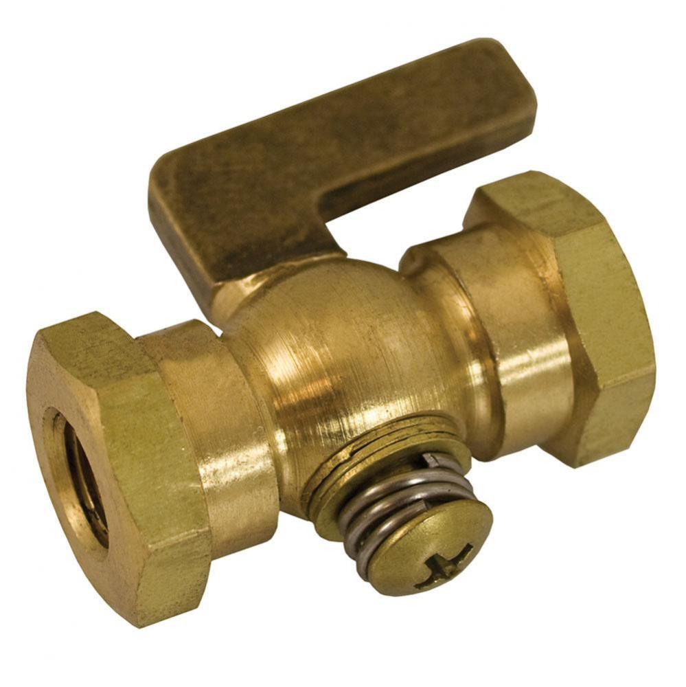 1/4'' x 1/4'' Satin Brass Air Cock Female x Female, Tee Handle, Hex Shoulder