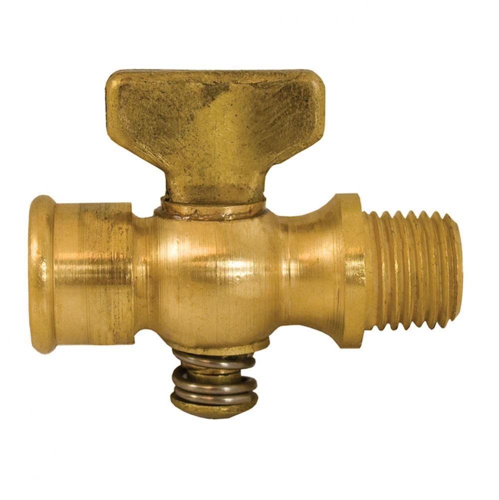 1/4'' x 1/4'' Satin Brass Air Cock Female x Female, Lever Handle, Hex Shooulde