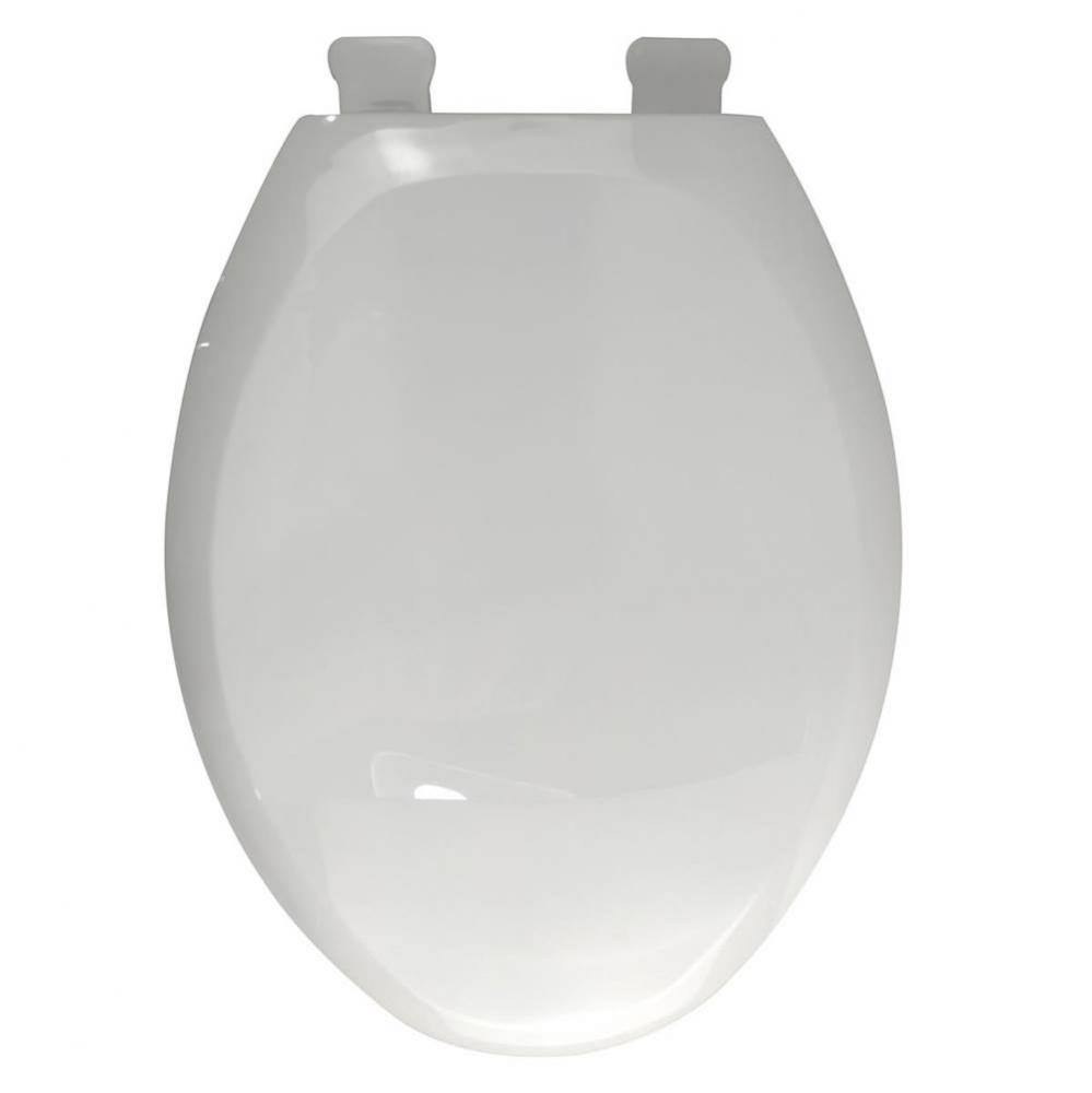 Premium Plastic Seat, White, Elongated Closed Front with Cover and Adjustable QuicKlean Hinge
