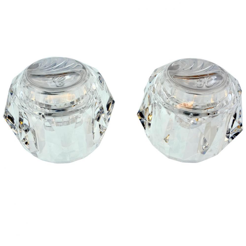 Acrylic Widespread Knob Replacement Handles fits Delta/Delex and Peerless, Pair