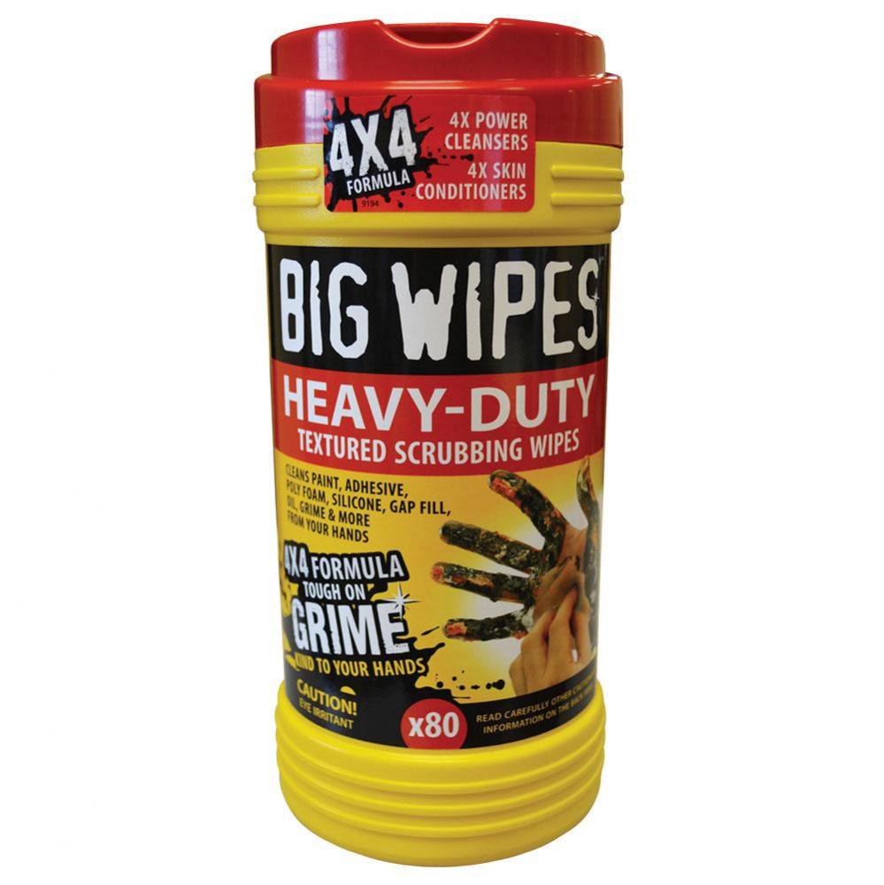 Heavy Duty Big Wipes, 80 Count Dispenser Tub, 8 Tubs per Carton