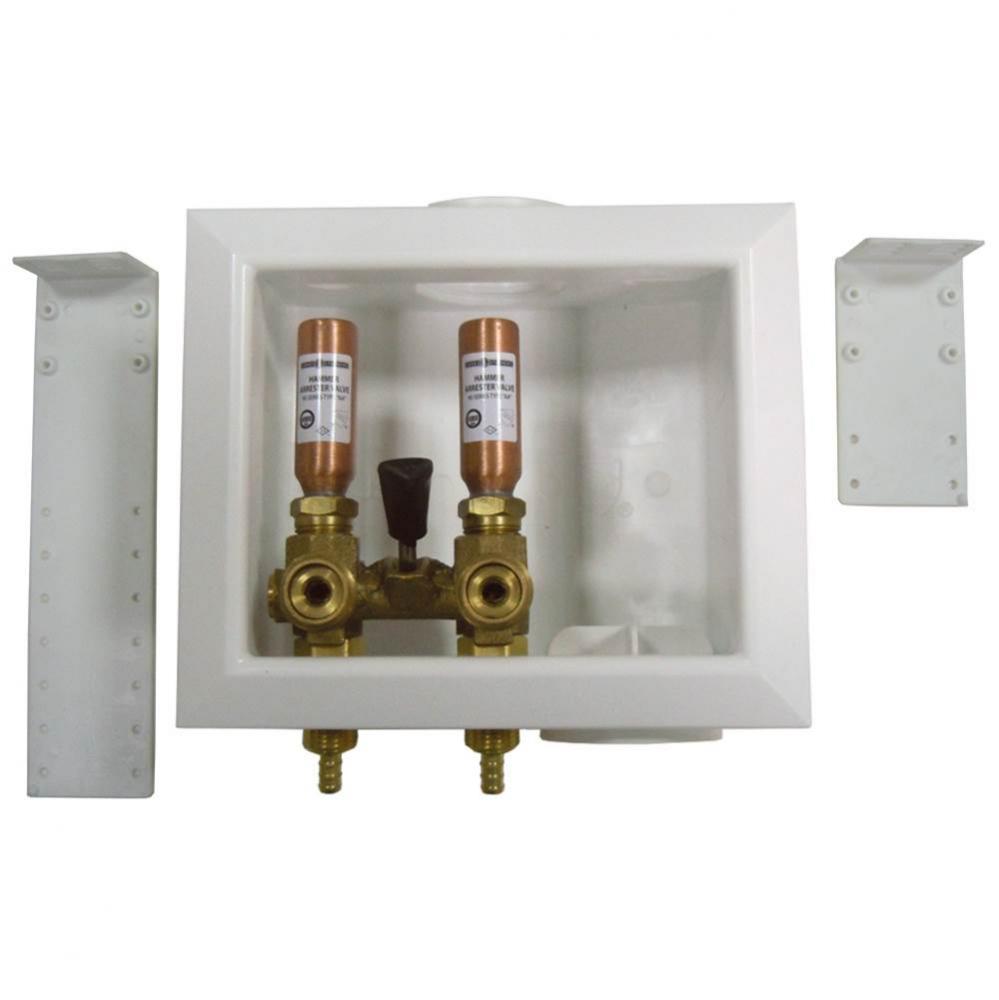 Washing Machine Box, Right Outlet With Hammer Arrester, Single Lever, 3/8'' PEX