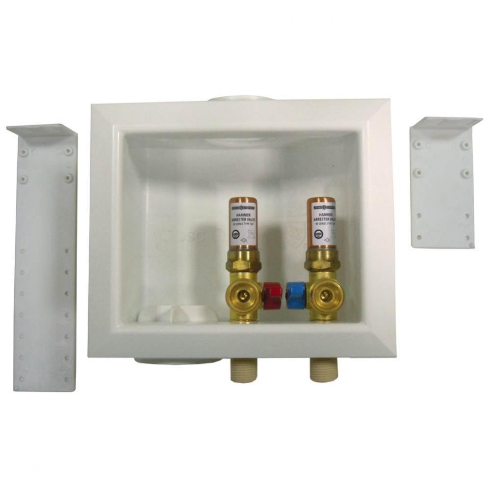 Washing Machine Box, Left Outlet With Hammer Arrester, 1/2'' CPVC