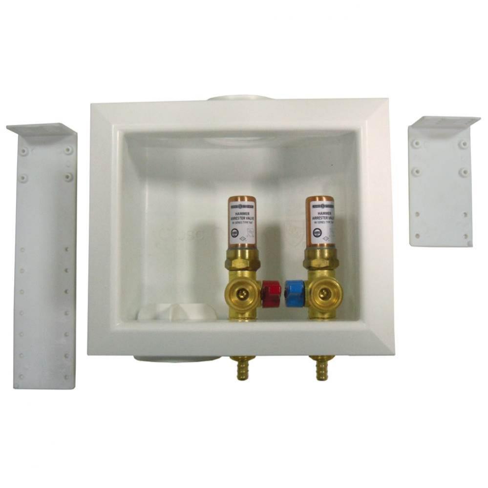 Washing Machine Box, Left Outlet With Hammer Arrester, 3/8'' PEX