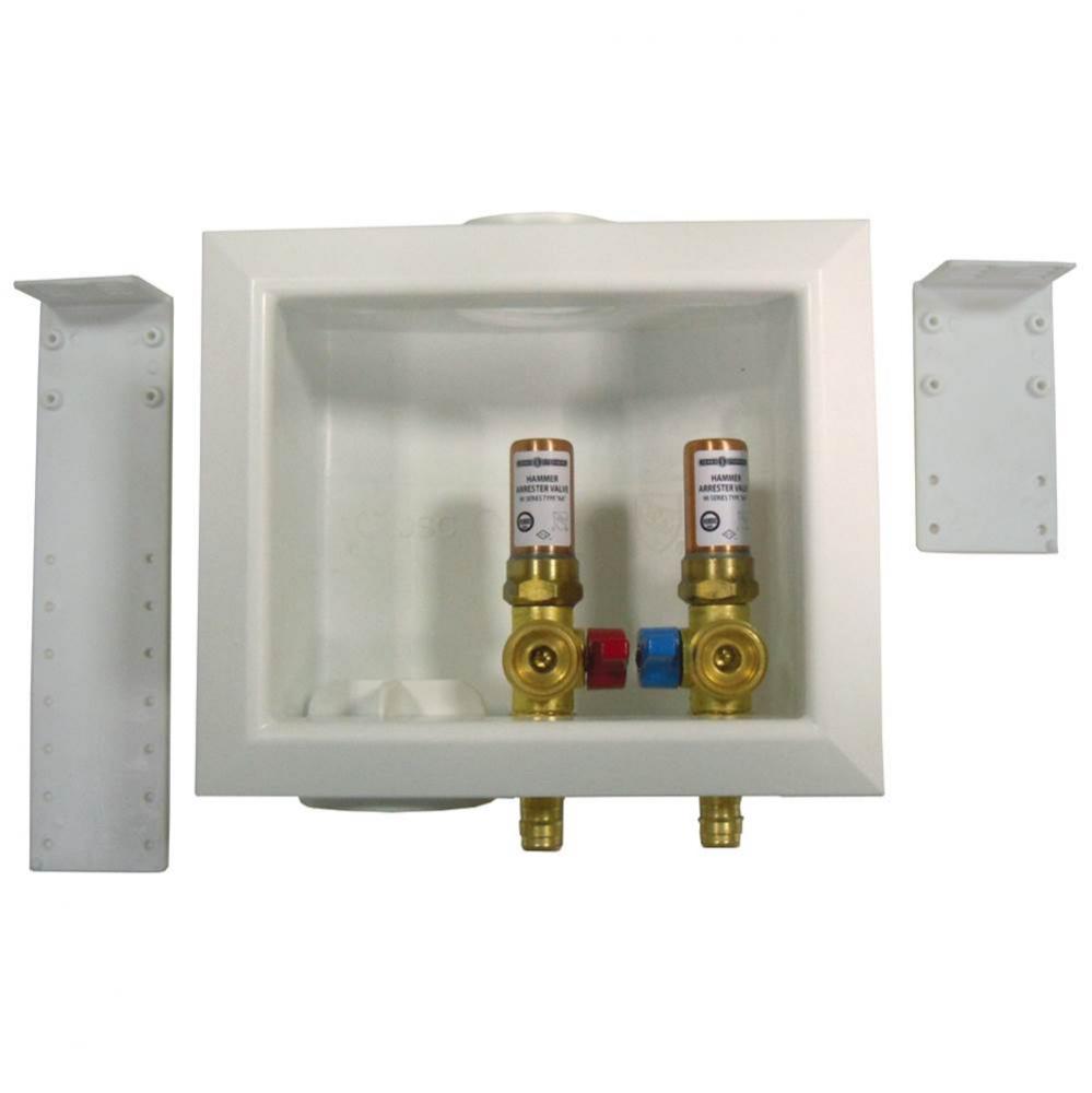 Washing Machine Box, Left Outlet With Hammer Arrester, 1/2'' Expansion Style PEX