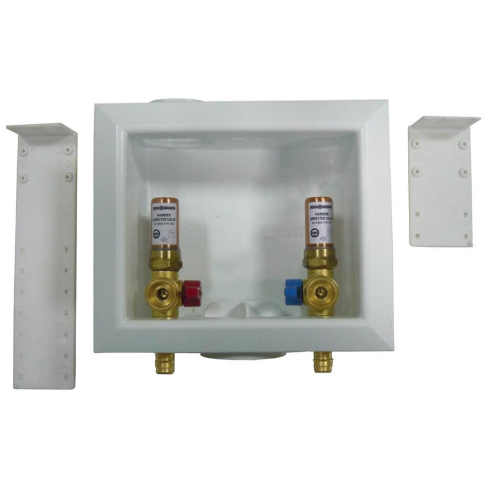 Washing Machine Box, Center Outlet With Hammer Arrester, 1/2'' Expansion Style PEX