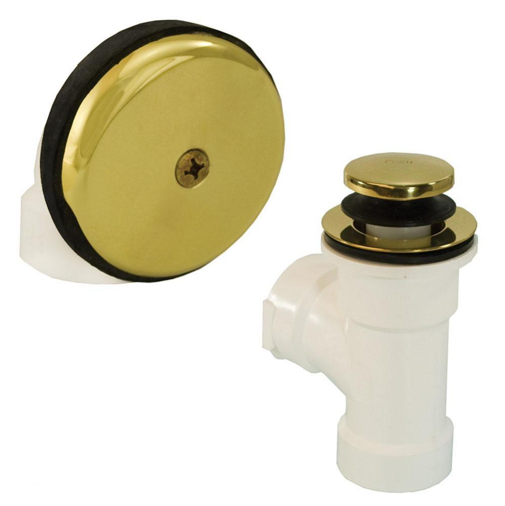 Schedule 40 PVC One-Hole Polished Brass Toe Touch Direct T-Waste, Half Kit - No Pipe or Elbow Incl
