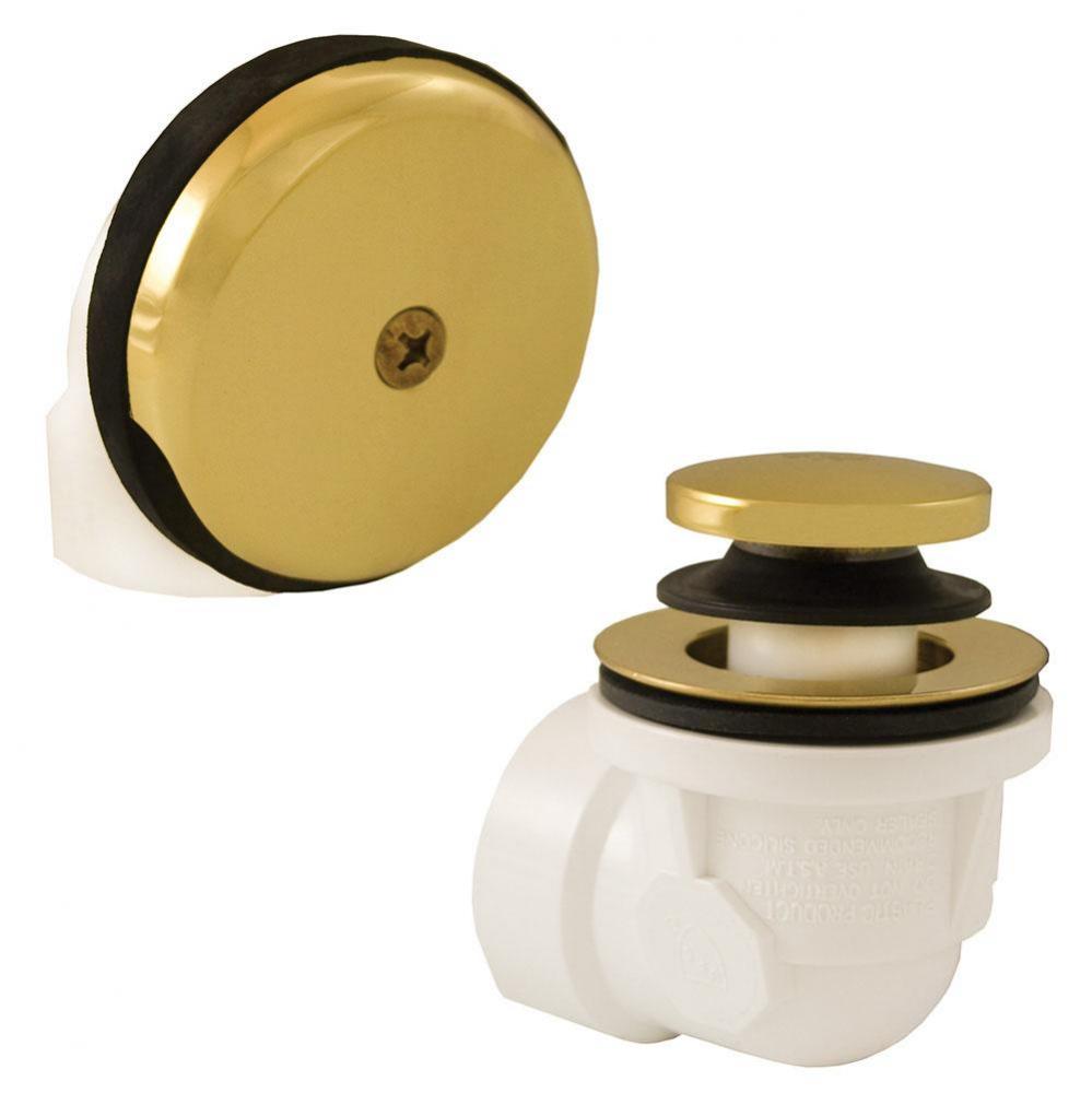 Schedule 40 PVC One-Hole Polished Brass Toe Touch, Standard Half Kit - No Pipe, Tee or Elbow Inclu