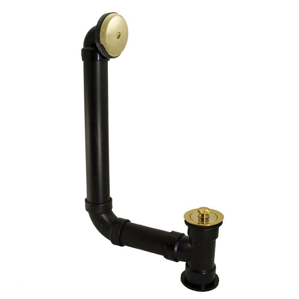 Schedule 40 ABS One-Hole Polished Brass Lift and Turn Direct T-Waste, Full Kit - Includes Pipe and