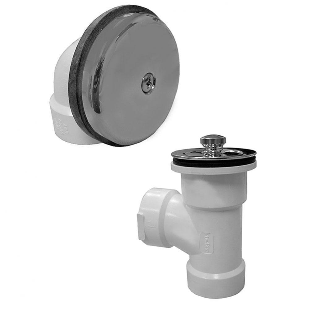 Schedule 40 PVC One-Hole Chrome Plated Brass Lift and Turn Direct T-Waste, Half Kit - No Pipe or E