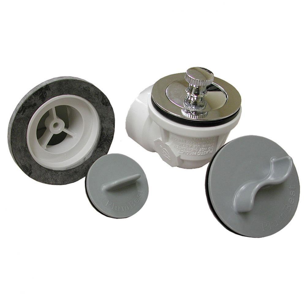 Schedule 40 PVC Standard Rough-In Kit with One-Hole Chrome Plated Lift and Turn Drain and Test Kit