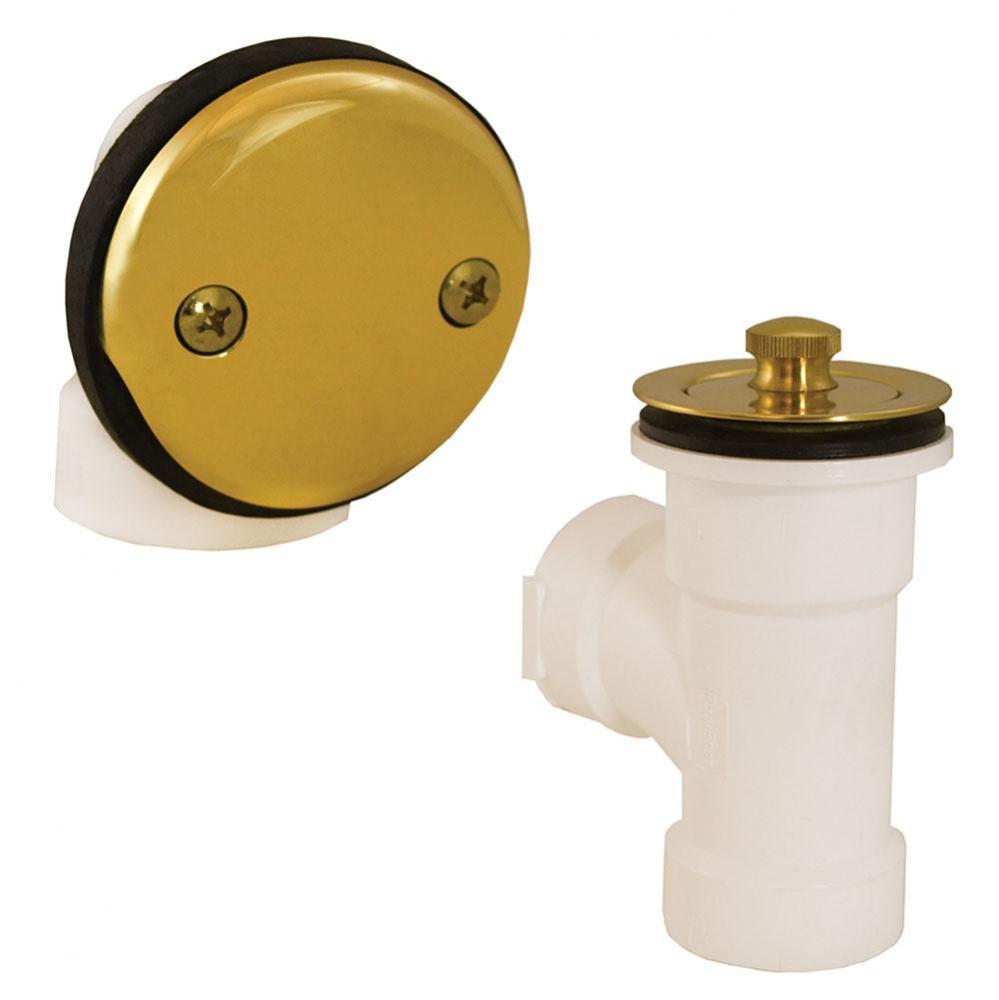 Schedule 40 PVC Two-Hole Polished Brass Lift and Turn Direct T-Waste, Half Kit - No Pipe or Elbow