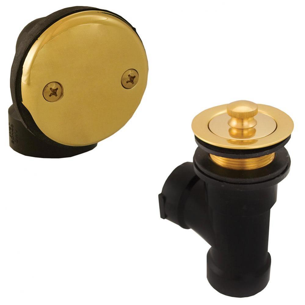 Schedule 40 ABS Two-Hole Polished Brass Lift and Turn Direct T-Waste, Half Kit - No Pipe or Elbow