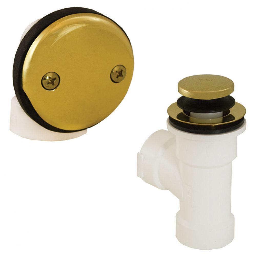 Schedule 40 PVC Two-Hole Polished Brass Toe Touch Direct T-Waste, Half Kit - No Pipe or Elbow Incl