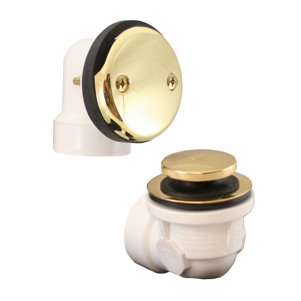 Schedule 40 PVC Two-Hole Polished Brass Toe Touch, Standard Half Kit - No Pipe or Tee Included