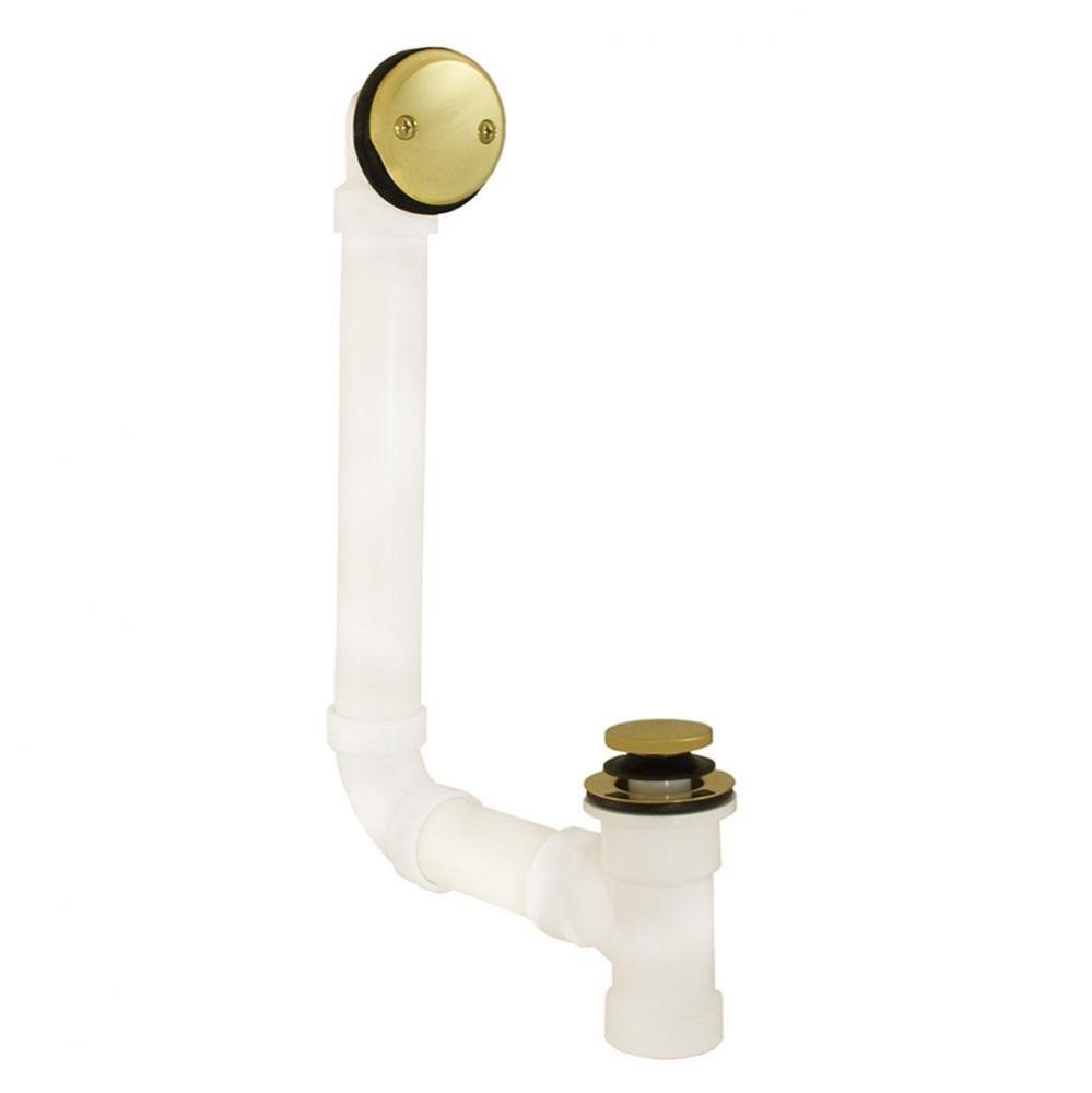 Schedule 40 PVC Two-Hole Polished Brass Toe Touch Direct T-Waste, Full Kit - Includes Pipe and Elb