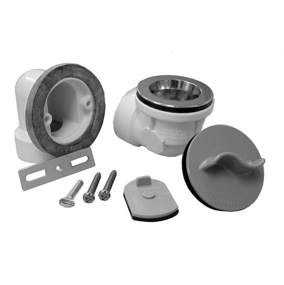 Schedule 40 PVC Standard Rough-In Kit with Two-Hole Chrome Plated Lift and Turn Drain and Test Kit