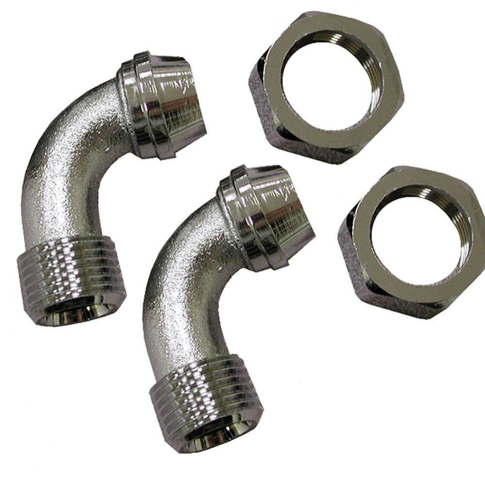 Chrome Plated Bathcock Coupling Elbows, 1 Pair