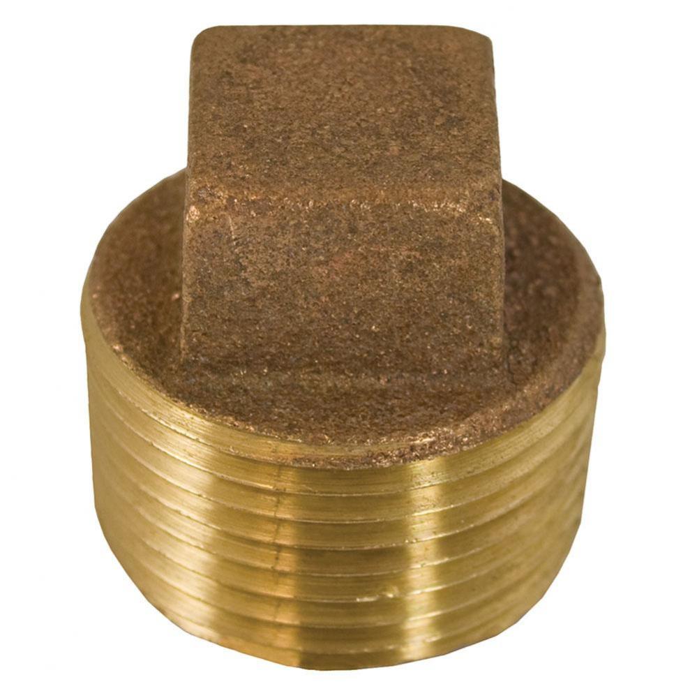 1'' Bronze Corded Square Head Plug, Lead Free