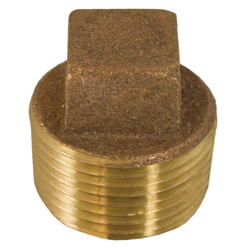 1-1/4 BRONZE SQ HEAD CORED PLUG - LEAD FREE