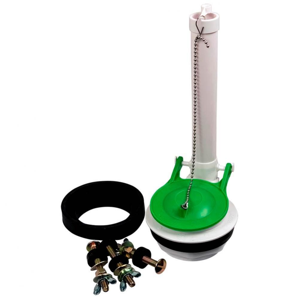 3'' Plastic Flush Valve and Vinyl Flapper, Includes Tank-to-Bowl Kit