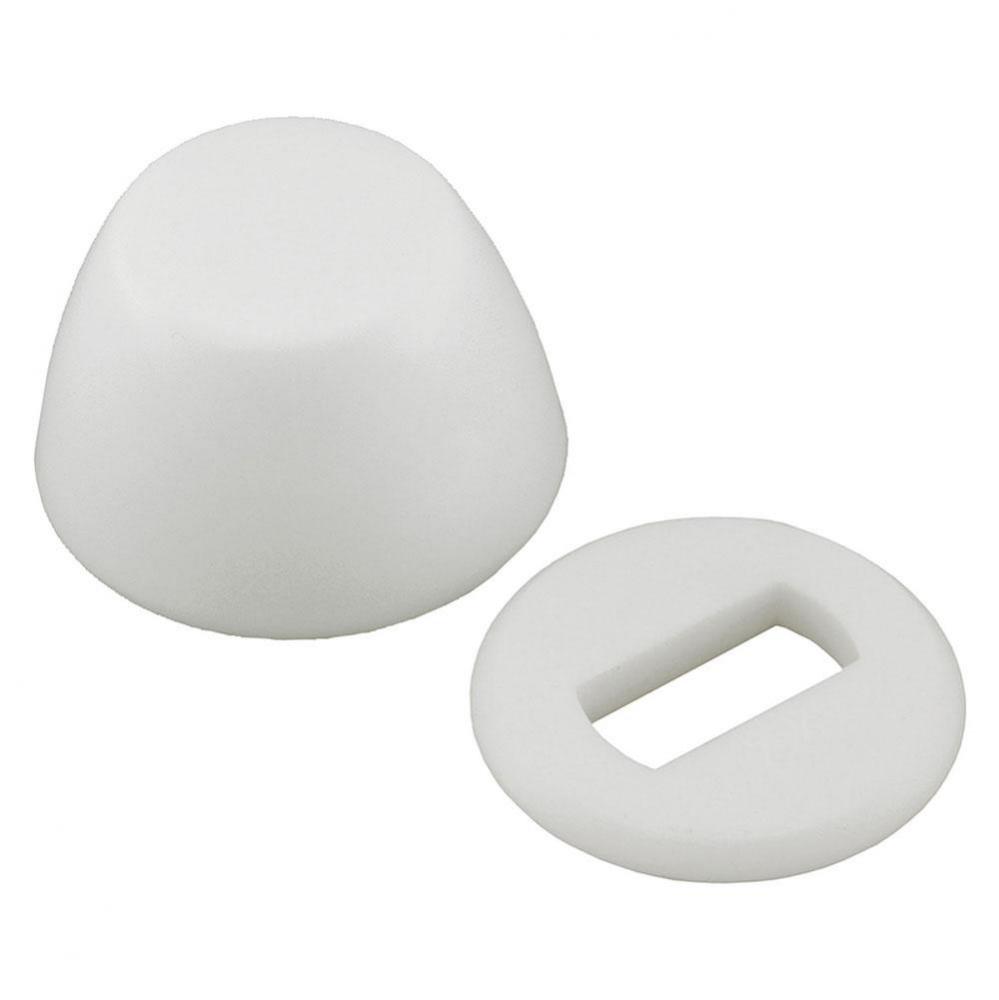 50 Pairs of White Round Closet Bolt Caps with Washer, Bagged in Pairs