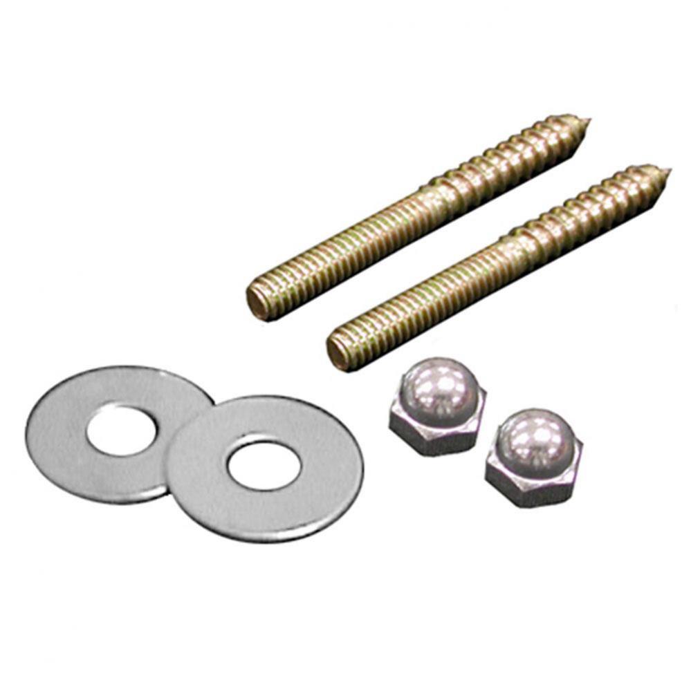 50 Pairs of 1/4'' x 3-1/2'' Brass Plated Closet Screws with Round Washers and