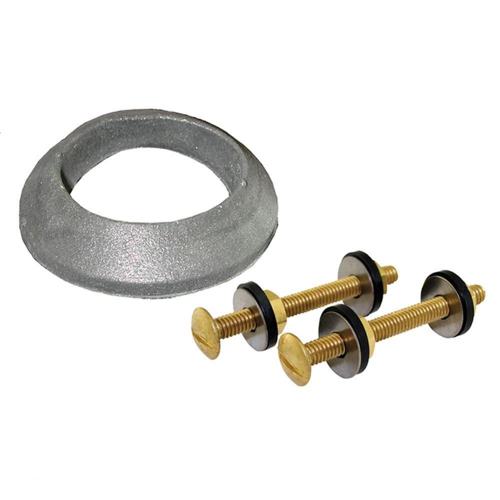 5/16'' x 3'' Tank to Bowl Bolt Set with Gasket, Brass Plated Bolt and Hex Nut,