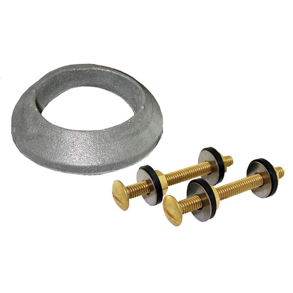 5/16'' x 3'' Tank to Bowl Bolt Set with Gasket, Brass Bolt and Hex Nut, 25 Pai