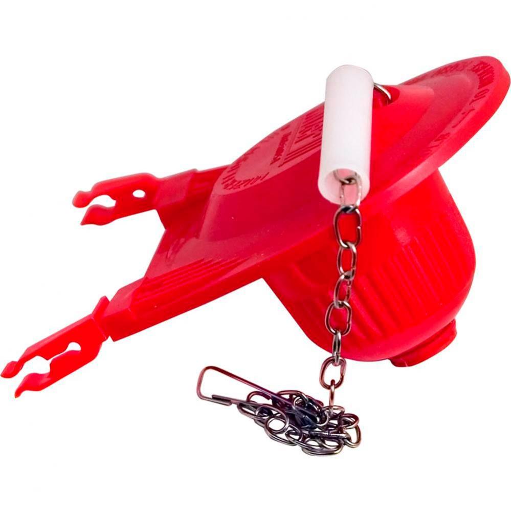 Red Jumbo Fit-All Water Saver Flapper with Stainless Chain
