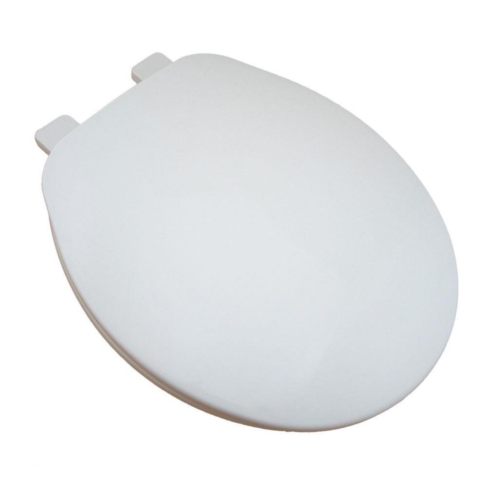 Builder Grade Plastic Toilet Seat, White, Round Closed Front with Cover