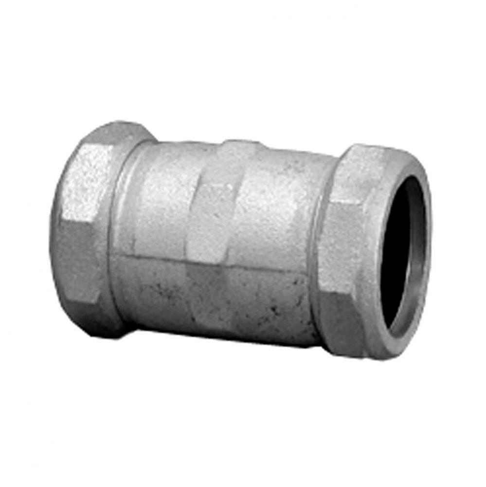 1/2'' IPS Malleable Iron Compression Coupling, Long Pattern, 3-3/8'' Body Leng