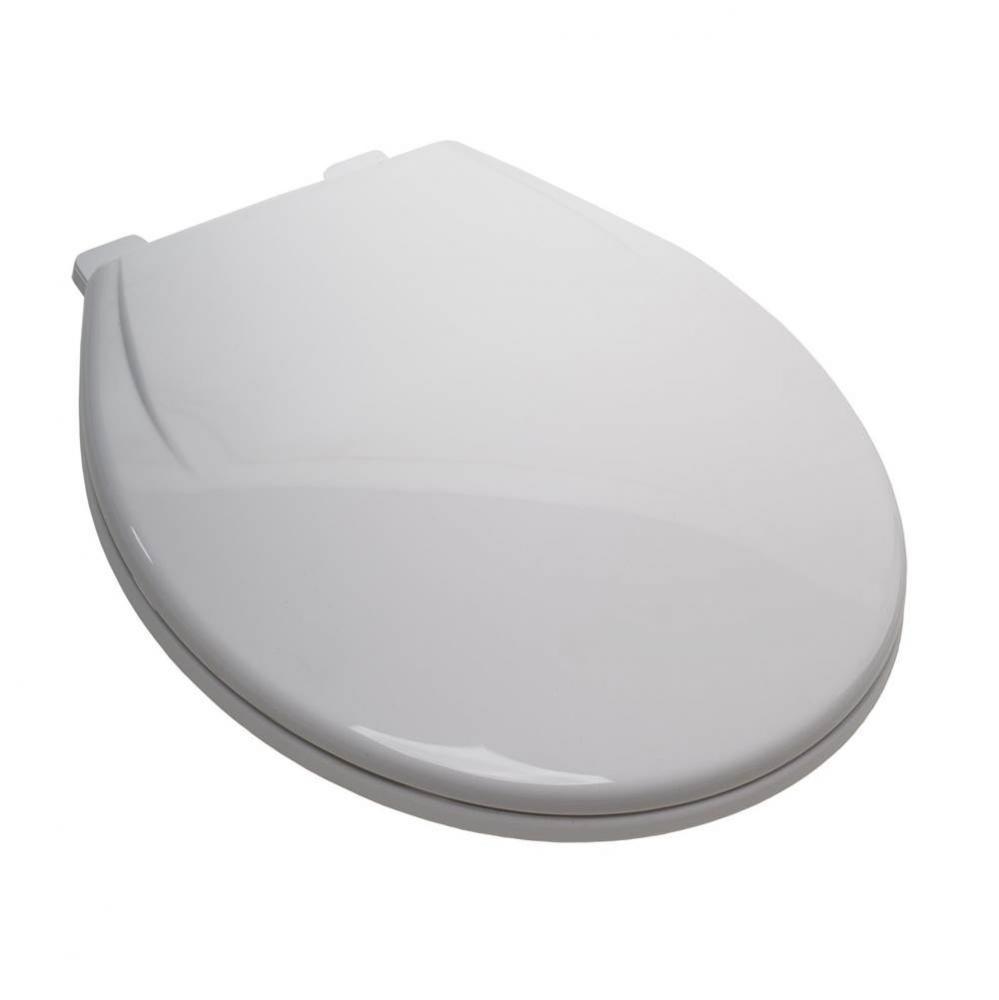 Slow-Close Standard Plastic Seat, White, Round Closed Front with Cover