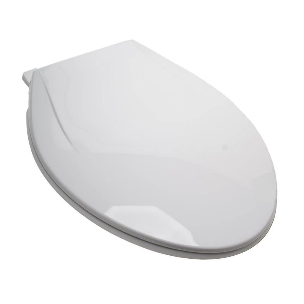 Slow-Close Standard Plastic Seat, White, Elongated Closed Front with Cover