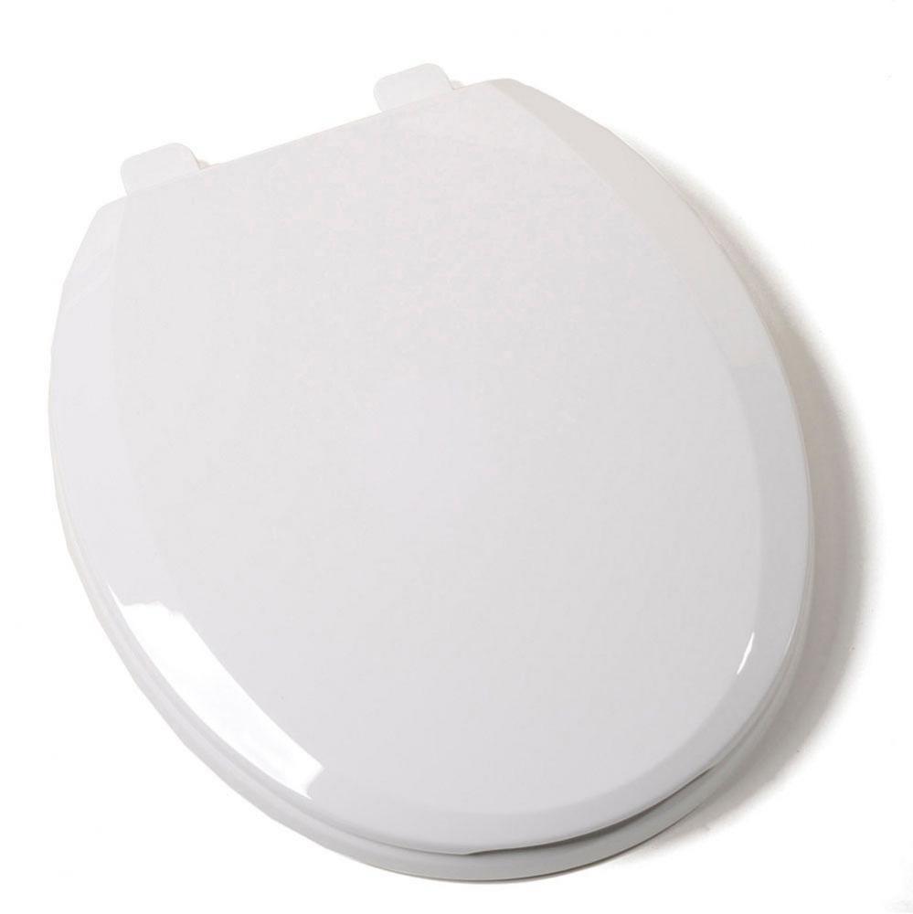 Slow-Close Deluxe Plastic Seat, White, Round Closed Front with Cover